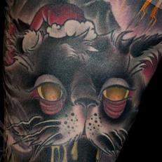 Tattoos - Zombie Santa Cat Coverup Detail - 111840